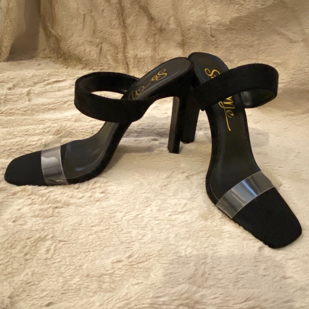 So Me black and clear heel sandals